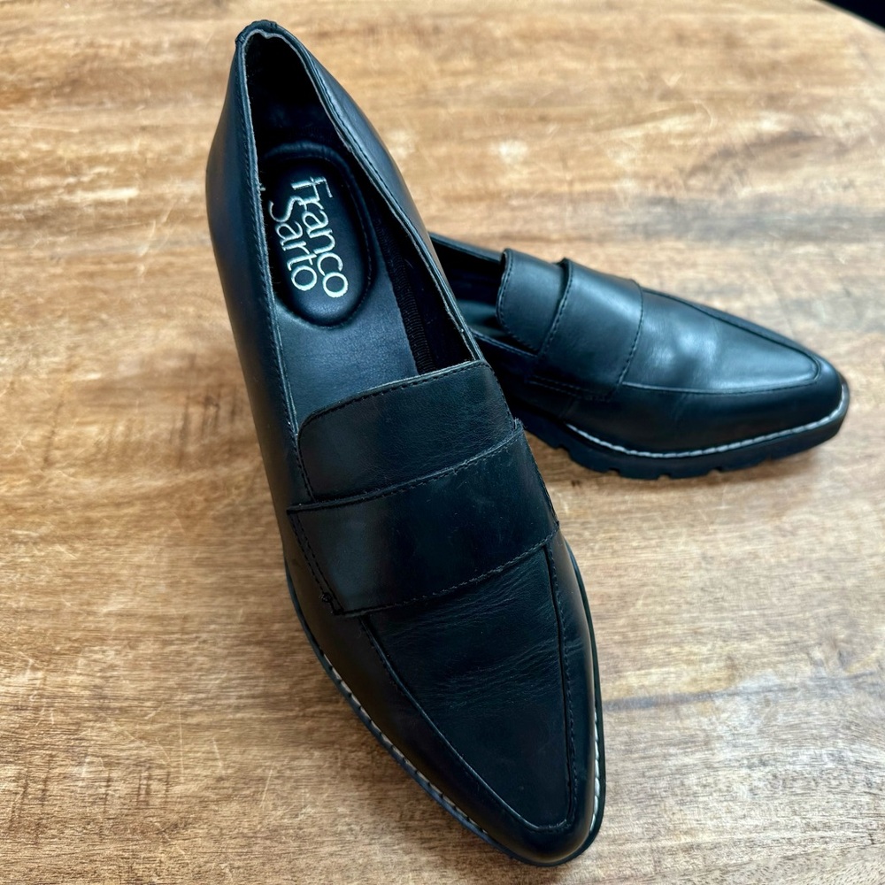 Franco Sarto Black Leather Loafers